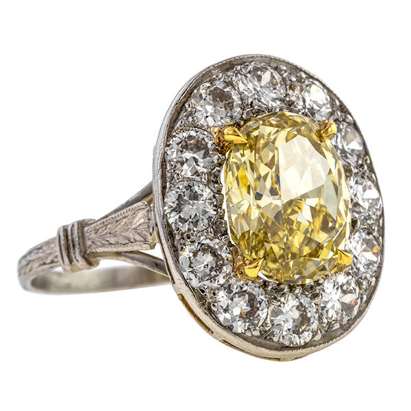 Vintage Fancy Brownish Yellow Oval Cut Diamond Engagement Ring, 2.47ct.
