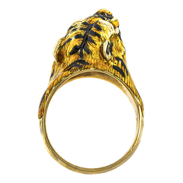 Vintage Enamel Tiger Ring