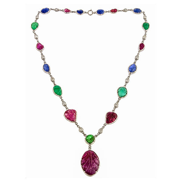 Tutti Frutti Sapphire, Ruby, Emerald & Diamond Necklace