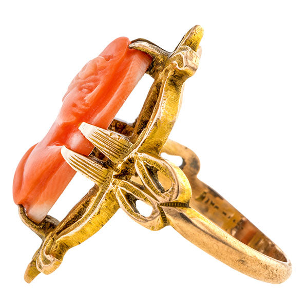 Art Nouveau Coral Cameo Ring