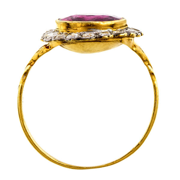 Vintage Pink Tourmaline & Rose Cut Diamond Ring
