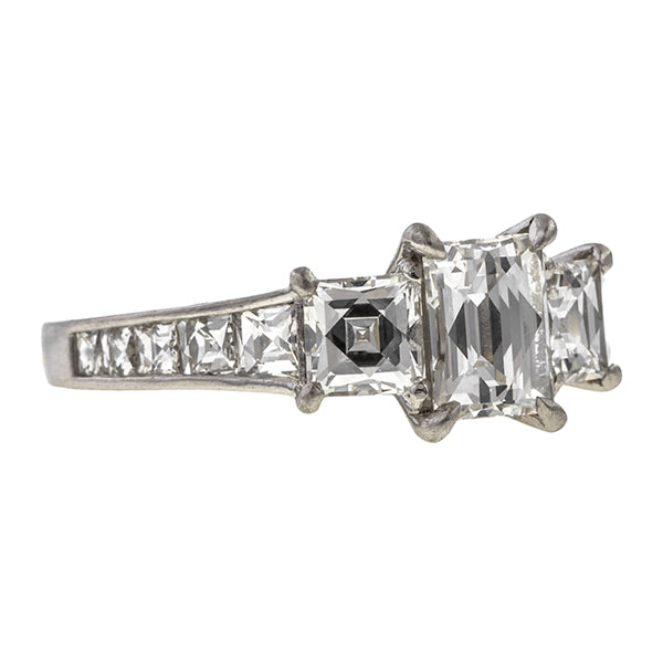 Estate ring: a Platinum French Cut Diamond Engagement Ring, 1.00ct sold by Doyle & Doyle vintage and antique jewelry boutique.