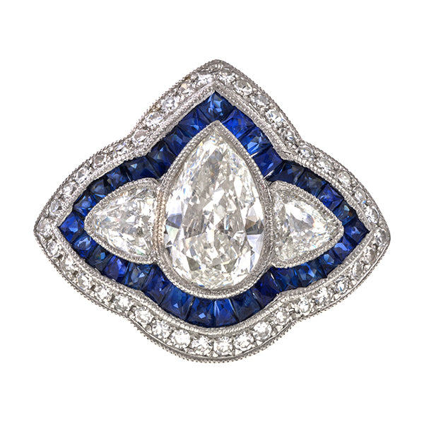 Estate Engagement Ring, Pear Shaped Diamond 1.52ct., sold by Doyle & Doyle an antique and vintage jewelry boutique.