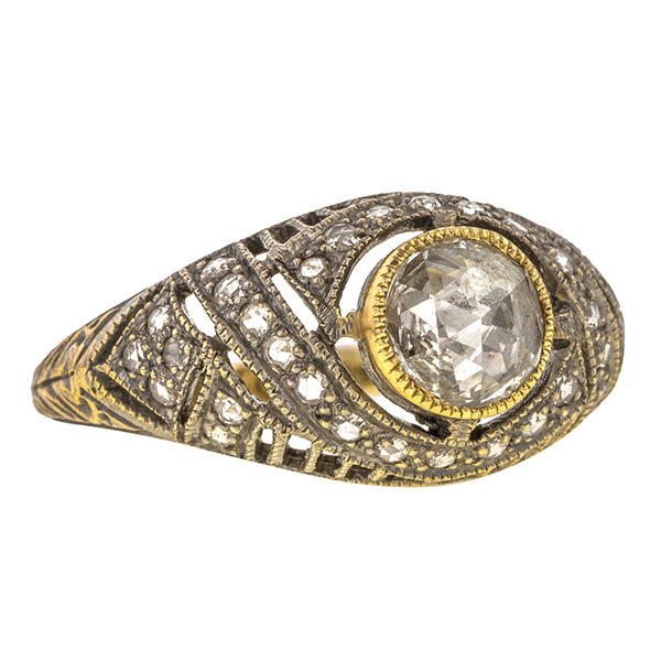 Rose Cut Diamond Engagement Ring, 0.80ct.