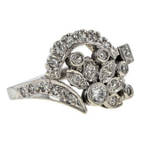 Vintage Foliate Motif Diamond Ring sold by Doyle & Doyle an antique and vintage jewelry store.