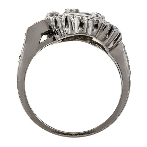 Vintage Foliate Motif Diamond Ring sold by Doyle & Doyle an antique and vintage jewelry store.