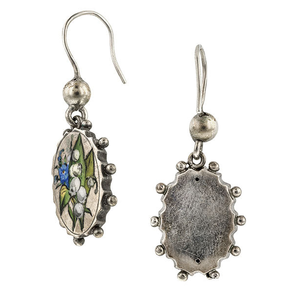 Victorian Necklaces: a Silver Enamel Locket Parure sold by Doyle & Doyle vintage and antique jewelry boutique.