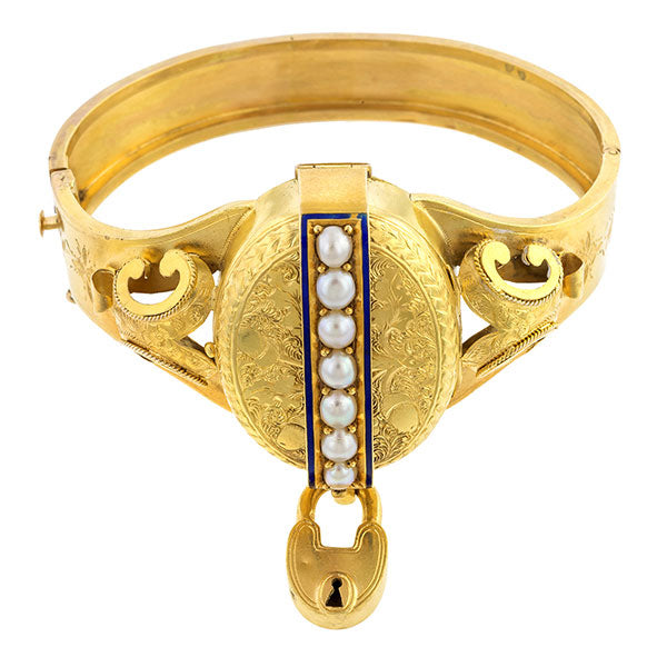 Victorian Pearl Locket Bracelet