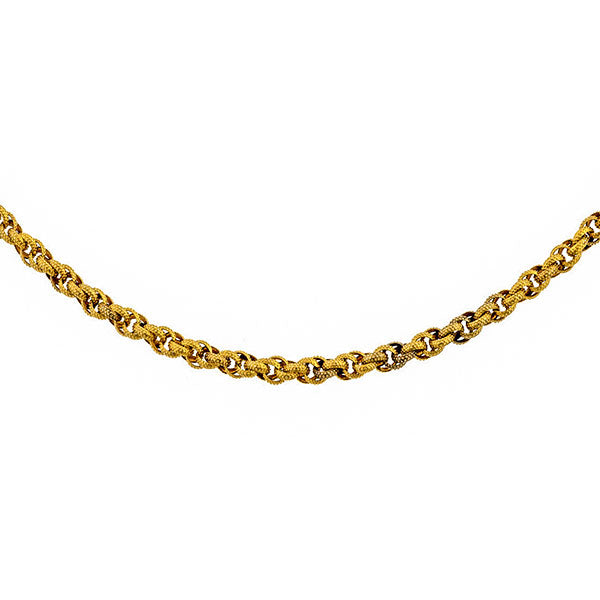 Georgian necklaces: a Yellow Gold Textured Link Rope Chain sold by Doyle & Doyle vintage and antique jewelry boutique.