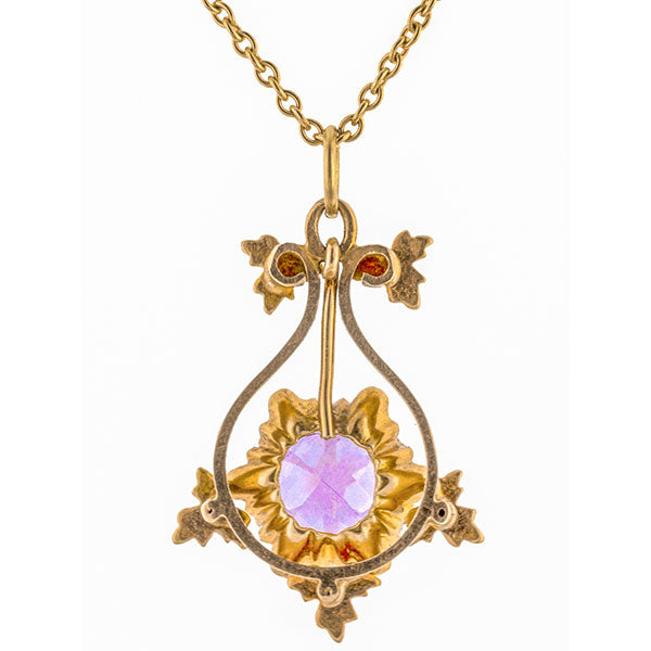 Victorian Amethyst Lavalier Pendant Necklace sold by Doyle & Doyle a vintage and antique jewelry boutique