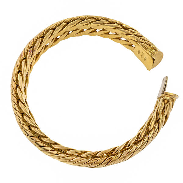 Vintage Link Bracelet, a woven link bracelet in 18k yellow gold, sold by Doyle & Doyle vintage and antique jewelry boutique.
