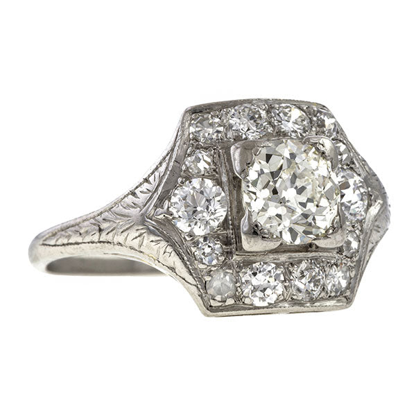 Art Deco Engagement Ring, Old Euro 0.72ct., sold by Doyle & Doyle vintage and antique jewelry boutique.