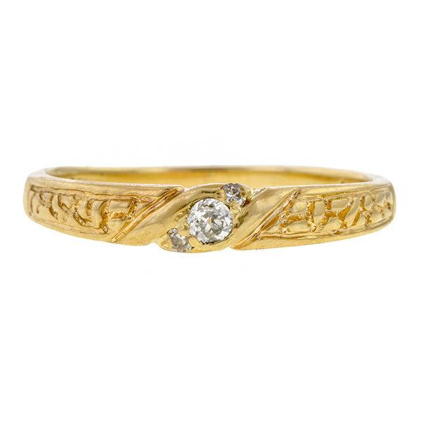 Vintage Old European Diamond Band, set with Old European cut and Round Brilliant cut diamonds in yellow gold sold by Doyle & Doyle vintage and antique jewelry boutique.