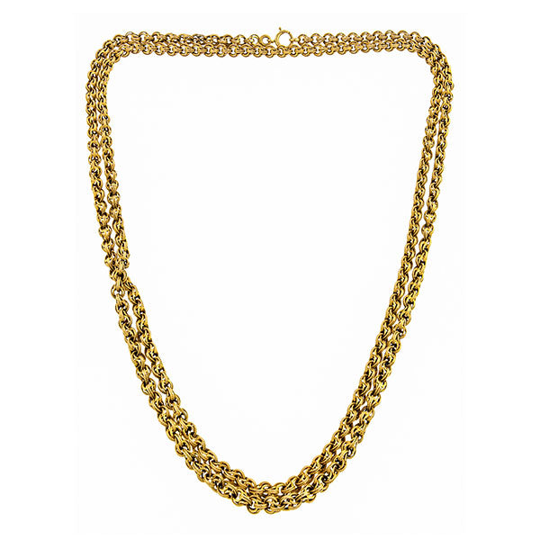 Victorian necklace: a Yellow Gold Fancy Link Chain sold by Doyle & Doyle vintage and antique jewelry boutique.