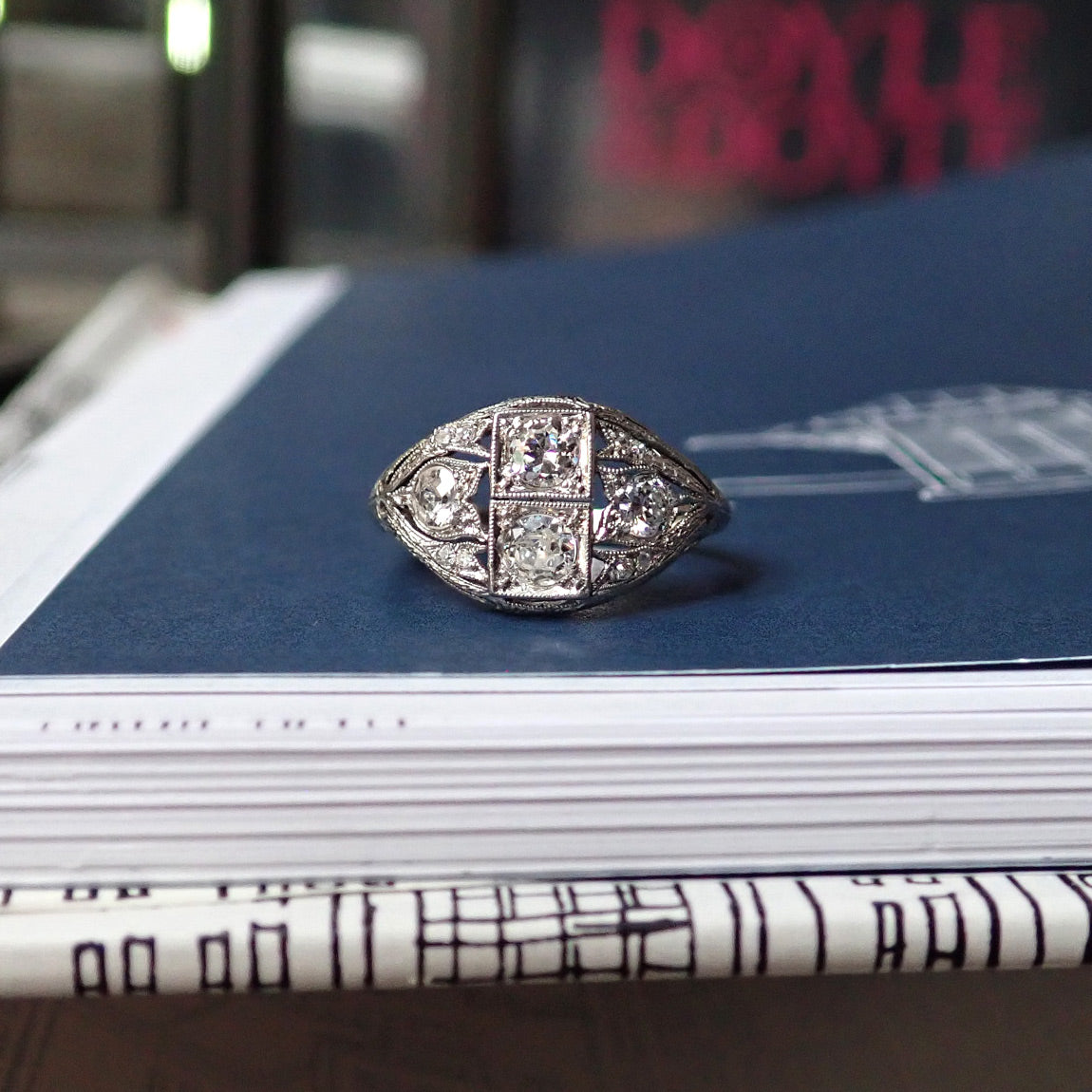 Art Deco Diamond Ring, Old European 0.35ctw.