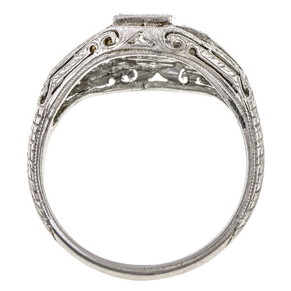Art Deco ring: a Platinum Engagement Ring With Old European Cut Diamonds sold by Doyle & Doyle vintage and antique jewelry boutique.
