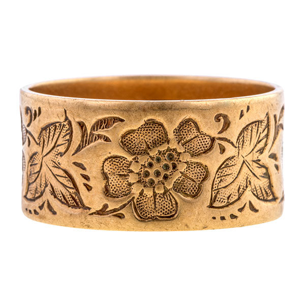 Victorian ring: a Rose Gold Wide Patterned Wedding Band sold by Doyle & Doyle vintage and antique jewelry boutique.