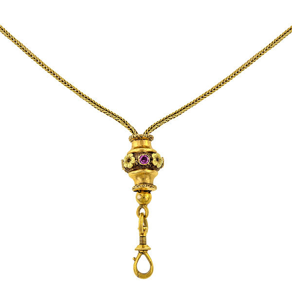 Antique necklace: a Yellow Gold French Long Chain sold by Doyle & Doyle vintage and antique jewelry boutique.