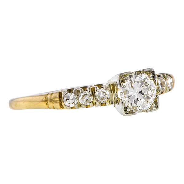 Vintage Engagement ring: a Yellow Gold Engagement Ring With Round Brilliant And Single Cut Diamonds sold by Doyle & Doyle vintage and antique jewelry boutique.