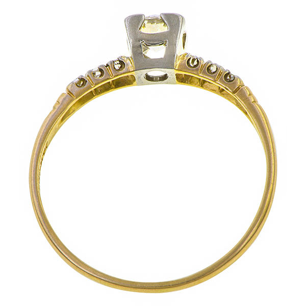 Vintage Engagement ring: a Yellow Gold Engagement Ring With Round Brilliant And Single Cut Diamonds sold by Doyle & Doyle vintage and antique jewelry boutique.