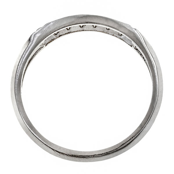 Vintage ring: a Platinum Channel Set Single Cut Diamond Wedding Band sold by Doyle & Doyle vintage and antique jewelry boutique.