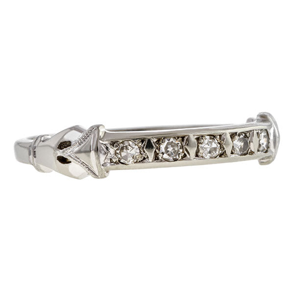 Vintage ring: a Platinum Diamond Wedding Ring sold by Doyle & Doyle vintage and antique jewelry boutique.
