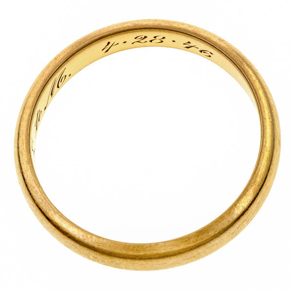 Vintage Wedding Band Ring, Gold, "1946", Size 7