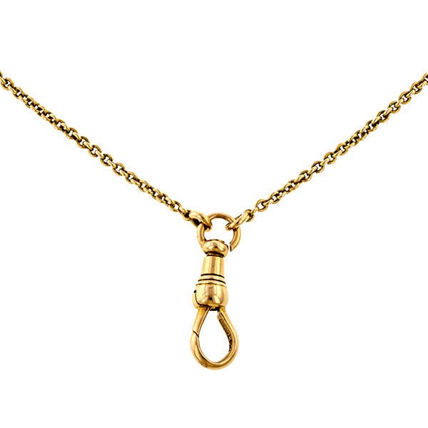 Vintage necklace: a Yellow Gold With Rock Crystal And Garnet Chain sold by Doyle & Doyle vintage and antique jewelry boutique.