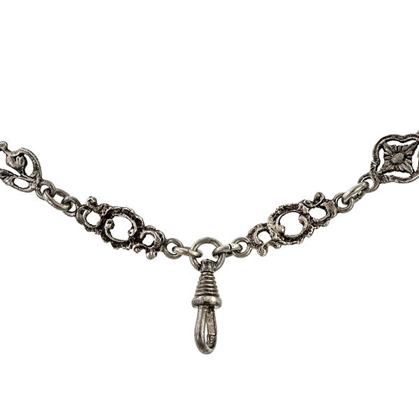 Antique necklace: a Silver Ornate Link Chain sold by Doyle & Doyle vintage and antique jewelry boutique.