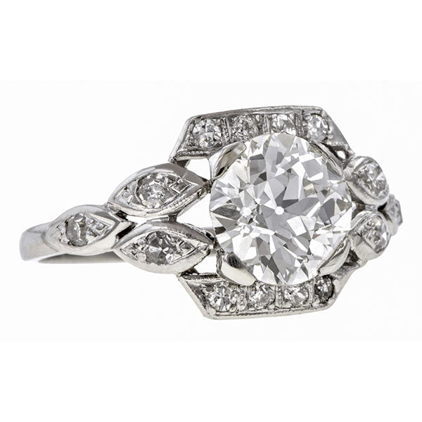 Art Deco ring: a Platinum Old European And Single Cut Diamond Engagement Ring sold by Doyle & Doyle vintage and antique jewelry boutique.