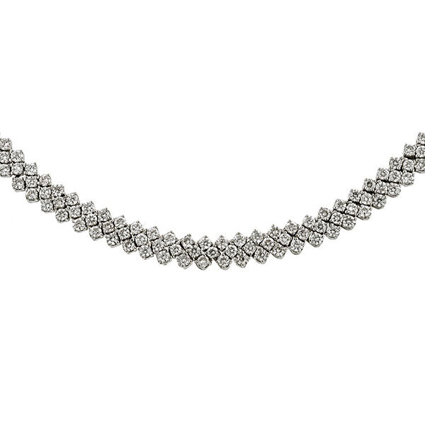 Estate necklace: a Platinum Round Brilliant Cut Riviera Necklace sold by Doyle & Doyle vintage and antique jewelry boutique.