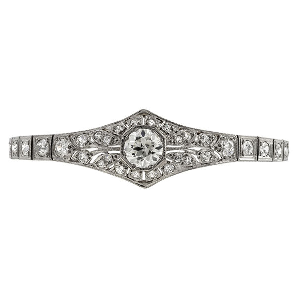Art Deco bracelets: a Platinum Old European Cut Diamonds Bracelet sold by Doyle & Doyle vintage and antique jewelry boutique.