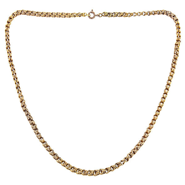 Victorian necklace: a Yellow Gold Double Link Chain sold by Doyle & Doyle vintage and antique jewelry boutique.