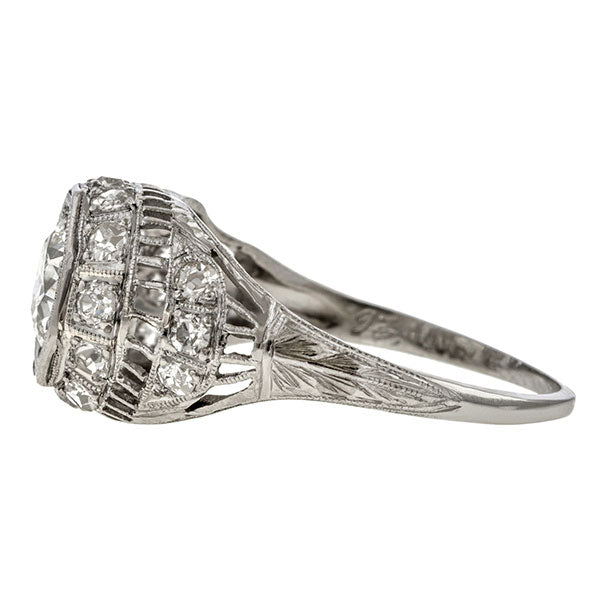 Art Deco Ring: a Platinum Old European Cut Diamond Engagement Ring sold by Doyle & Doyle vintage and antique jewelry boutique.