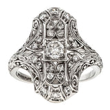 Art Deco ring: a Platinum Old European Cut Diamond Dinner Engagement Ring sold by Doyle & Doyle vintage and antique jewelry boutique.
