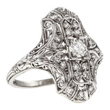 Art Deco ring: a Platinum Old European Cut Diamond Dinner Engagement Ring sold by Doyle & Doyle vintage and antique jewelry boutique.