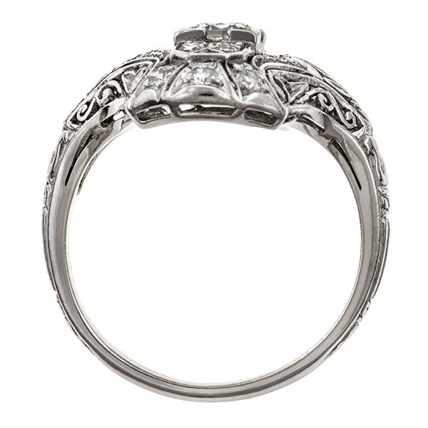Art Deco ring: a Platinum Old European Cut Diamond Dinner Engagement Ring sold by Doyle & Doyle vintage and antique jewelry boutique.
