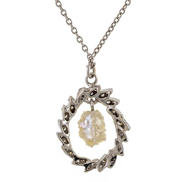 Vintage Pearl & Diamond Pendant, sold by Doyle & Doyle an antique and vintage jewelry store.
