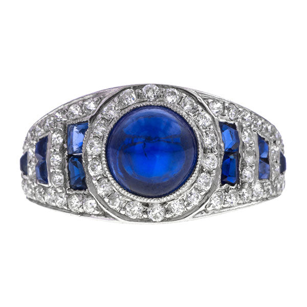 Art Deco Sapphire & Diamond Ring, sold by Doyle & Doyle an antique and vintage jewelry store.