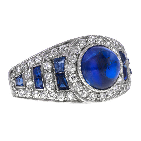 Art Deco Sapphire & Diamond Ring, sold by Doyle & Doyle an antique and vintage jewelry store.