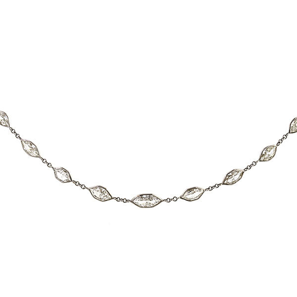 Diamond necklace : a White Gold Marquise Cut Diamond Necklace sold by Doyle & Doyle vintage and antique jewelry boutique.