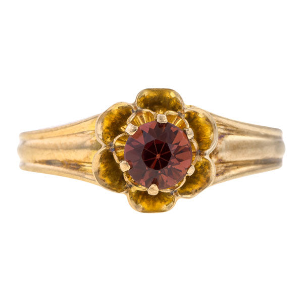 Victorian ring: a Yellow Gold Garnet Ring sold by Doyle & Doyle vintage and antique jewelry boutique.