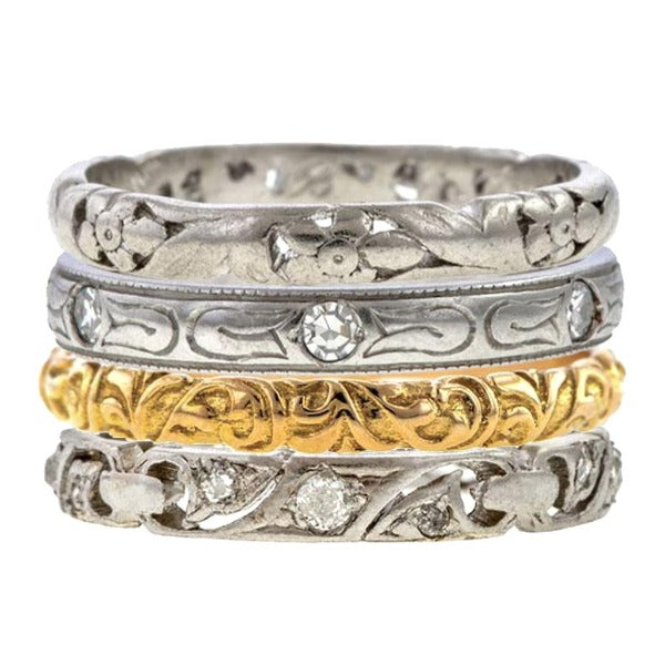 Contemporary ring: a Rose Gold Scrolling Pattern Wedding Band - Heirloom sold by Doyle & Doyle vintage and antique jewelry boutique.