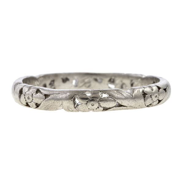 Vintage Openwork Patterned Wedding Band Ring, Platinum sold by Doyle & Doyle vintage and antique jewelry boutique.