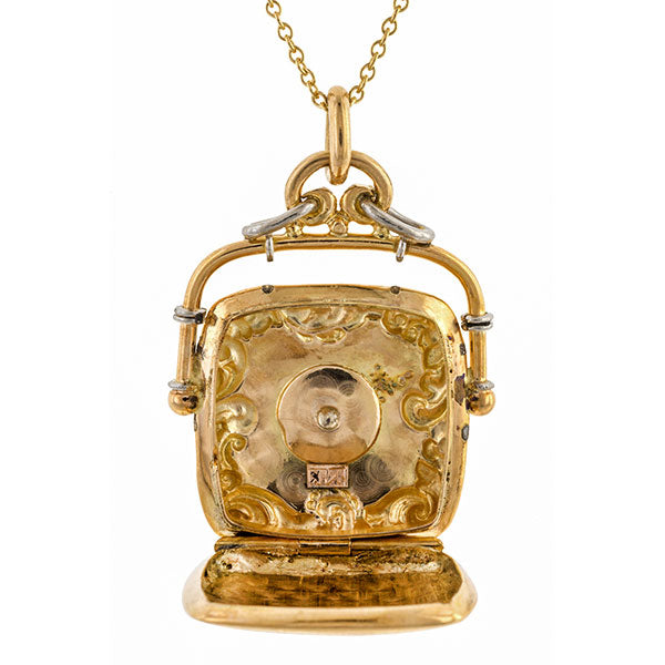 Vintage Fob Locket sold by Doyle & Doyle vintage and antique jewelry boutique. 