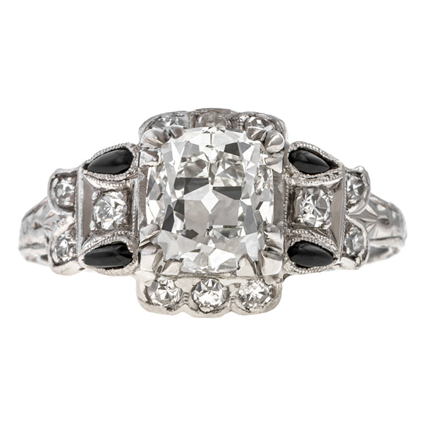 Art Deco ring: a Platinum Modified Brilliant Cut Diamond Engagement Ring sold by Doyle & Doyle vintage and antique jewelry boutique.
