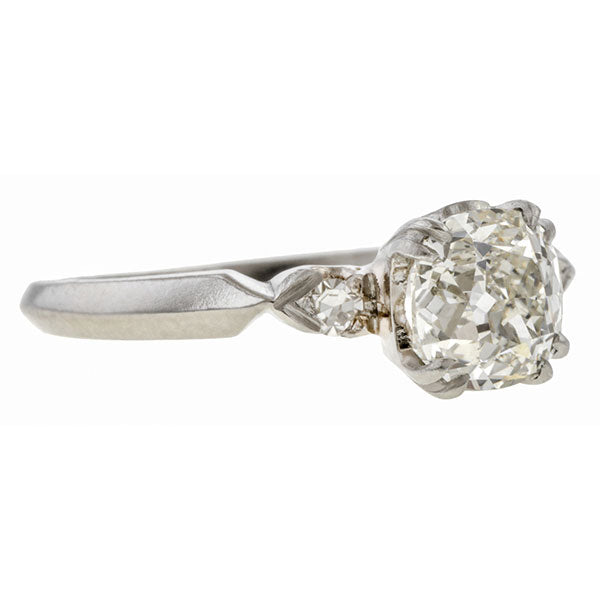 Vintage ring: a Platinum Engagement Ring, Cushion 1.05ct. sold by Doyle & Doyle vintage and antique jewelry boutique.