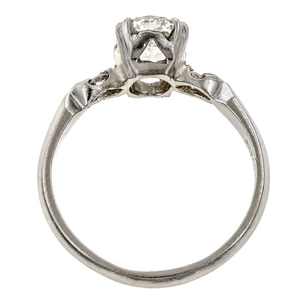 Vintage ring: a Platinum Engagement Ring, Cushion 1.05ct. sold by Doyle & Doyle vintage and antique jewelry boutique.