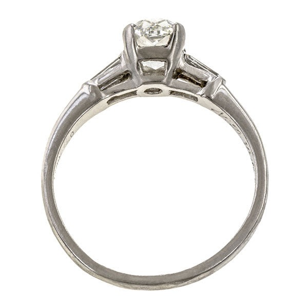 Vintage ring: a Platinum Engagement Ring, Cushion 1.16ct. sold by Doyle & Doyle vintage and antique jewelry boutique.