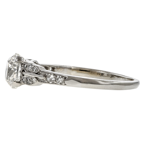 Vintage ring: a Platinum Oval Cut Diamond Engagement Ring sold by Doyle & Doyle vintage and antique jewelry boutique.